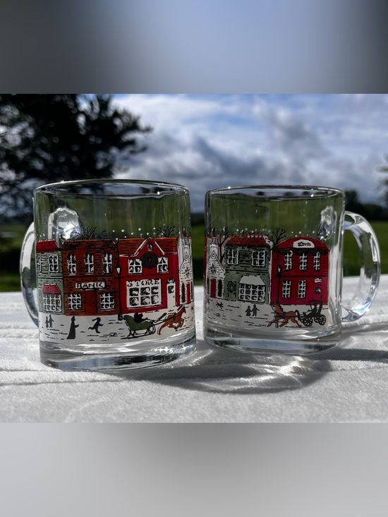 Vintage Other - Libby Winter Scene Vintage Mugs